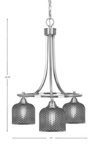 Paramount Three Light Chandelier in Brushed Nickel with Smoke Textured Shade