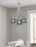 Paramount Three Light Chandelier in Brushed Nickel with Smoke Textured Shade