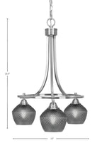 Paramount Three Light Chandelier in Brushed Nickel with Smoke Textured Shade
