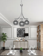 Paramount Three Light Chandelier in Brushed Nickel with Smoke Textured Shade