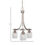 Paramount Three Light Chandelier in Brushed Nickel with 6" Clear Bubble Shade