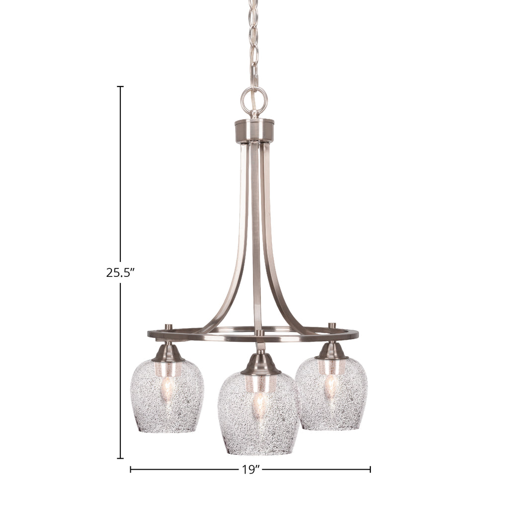 Paramount Three Light Chandelier in Brushed Nickel with 6" Smoke Bubble Shade