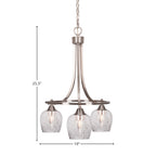 Paramount Three Light Chandelier in Brushed Nickel with 6" Smoke Bubble Shade