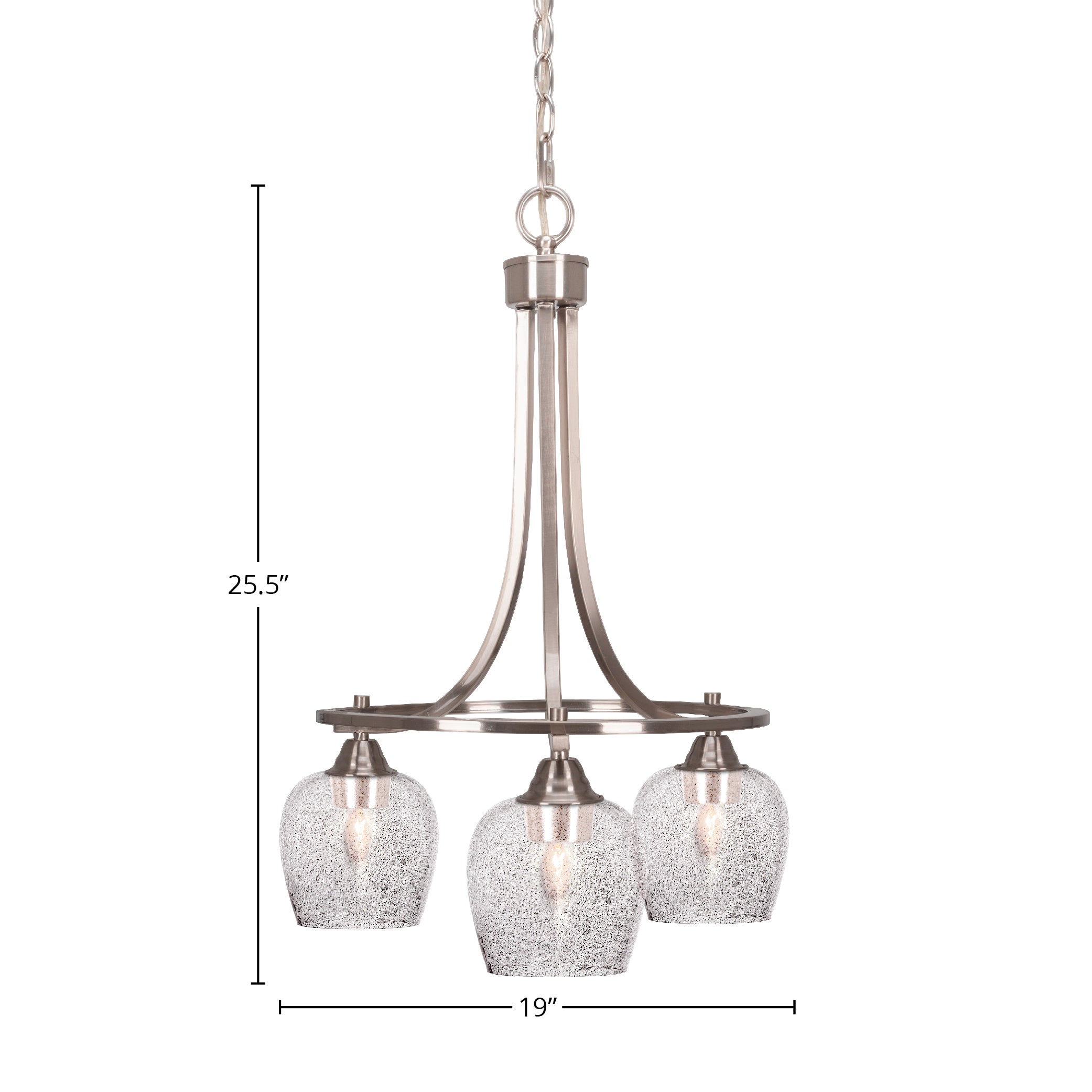 Paramount Three Light Chandelier in Brushed Nickel with 6" Smoke Bubble Shade
