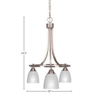 Paramount Three Light Chandelier in Brushed Nickel with 5" Clear Ribbed Shade