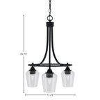 Paramount Three Light Chandelier in Matte Black with 5" Clear Bubble Shade
