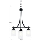 Paramount Three Light Chandelier in Matte Black with 4" White Marble Shade