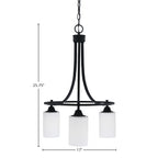Paramount Three Light Chandelier in Matte Black with 4" White Muslin Shade