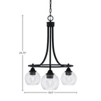 Paramount Three Light Chandelier in Matte Black with 5.75" Clear Bubble Shade