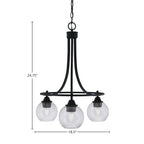 Paramount Three Light Chandelier in Matte Black with 5.75" Smoke Bubble Shade