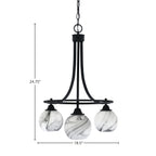 Paramount Three Light Chandelier in Matte Black with 5.75" Onyx Swirl Shade