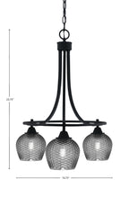 Paramount Three Light Chandelier in Matte Black with Smoke Textured Shade