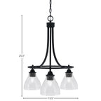 Paramount Three Light Chandelier in Matte Black with 6.25" Clear Bubble Shade