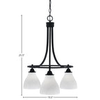 Paramount Three Light Chandelier in Matte Black with 6.25" White Marble Shade