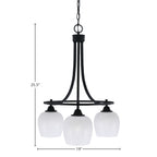 Paramount Three Light Chandelier in Matte Black with 6" White Marble Shade
