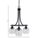 Paramount Three Light Chandelier in Matte Black with 6" Smoke Bubble Shade