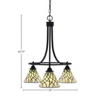 Paramount Three Light Chandelier in Matte Black with 7" Sandhill Art Glass Shade