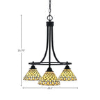 Paramount Three Light Chandelier in Matte Black with 7" Starlight Art Glass Shade