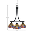 Paramount Three Light Chandelier in Matte Black with 7" Lynx Art Glass Shade
