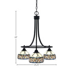 Paramount Three Light Chandelier in Matte Black with 7" Royal Merlot Art Glass Shade