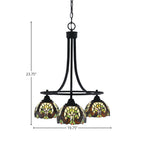 Paramount Three Light Chandelier in Matte Black with 7" Ivory Cypress Art Glass Shade