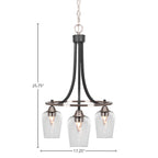 Paramount Three Light Chandelier in Matte Black & Brushed Nickel with 5" Clear Bubble Shade