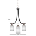 Paramount Three Light Chandelier in Matte Black & Brushed Nickel with 4" White Marble Shade