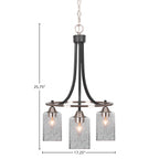 Paramount Three Light Chandelier in Matte Black & Brushed Nickel with 4" Smoke Bubble Shade