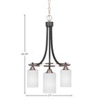 Paramount Three Light Chandelier in Matte Black & Brushed Nickel with 4" White Matrix Shade