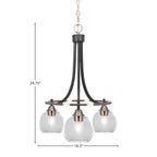 Paramount Three Light Chandelier in Matte Black & Brushed Nickel with 5.75" Clear Bubble Shade