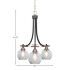 Paramount Three Light Chandelier in Matte Black & Brushed Nickel with 5.75" Smoke Bubble Shade