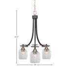 Paramount Three Light Chandelier in Matte Black & Brushed Nickel with 6" Clear Bubble Shade