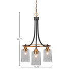 Paramount Three Light Chandelier in Matte Black & Brass with 4" Smoke Bubble Shade