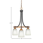 Paramount Three Light Chandelier in Matte Black & Brass with 4.5" Square White Muslin Shade