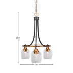 Paramount Three Light Chandelier in Matte Black & Brass with 6" Clear Bubble Shade