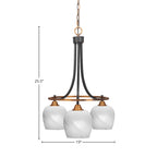 Paramount Three Light Chandelier in Matte Black & Brass with 6" White Marble Shade