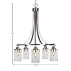 Paramount Five Light Chandelier in Brushed Nickel with 4" Clear Bubble Shade