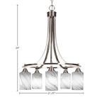Paramount Five Light Chandelier in Brushed Nickel with 4" Onyx Swirl Shade
