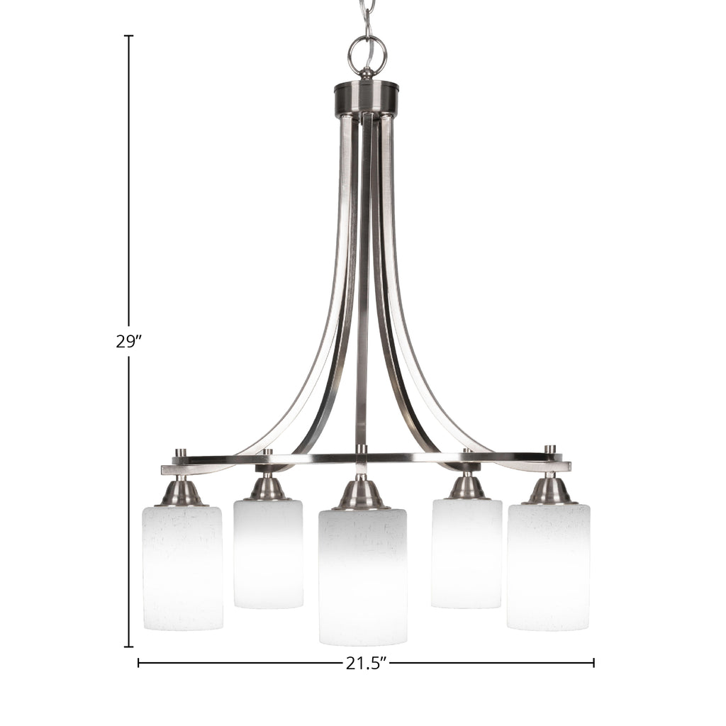 Paramount Five Light Chandelier in Brushed Nickel with 4" White Muslin Shade