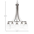 Paramount Five Light Chandelier in Brushed Nickel with 5" White Matrix Shade