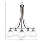 Paramount Five Light Chandelier in Brushed Nickel with 5.75" White Marble Shade
