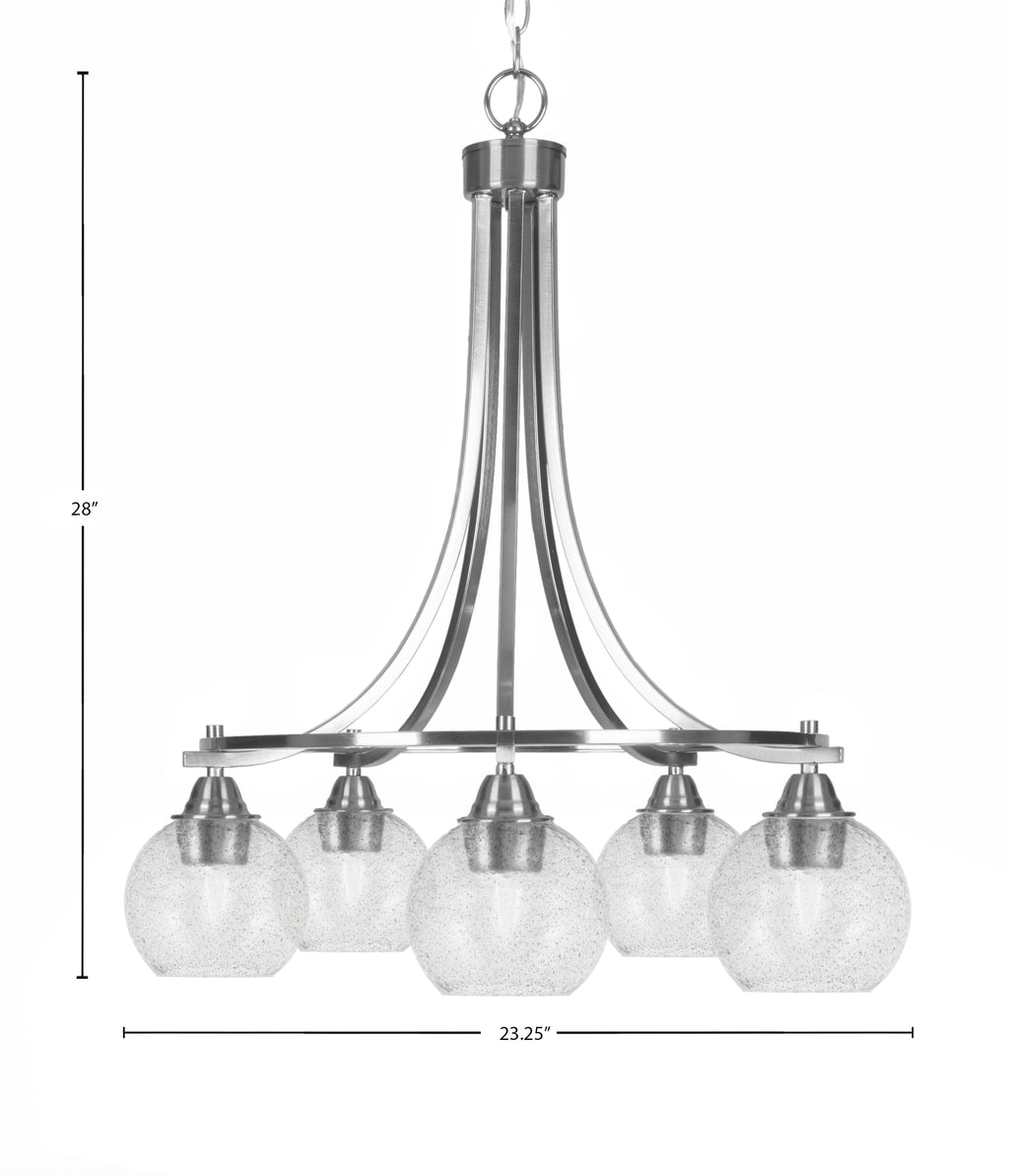 Paramount Five Light Chandelier in Brushed Nickel with 5.75" Smoke Bubble Shade