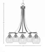 Paramount Five Light Chandelier in Brushed Nickel with 5.75" Smoke Bubble Shade