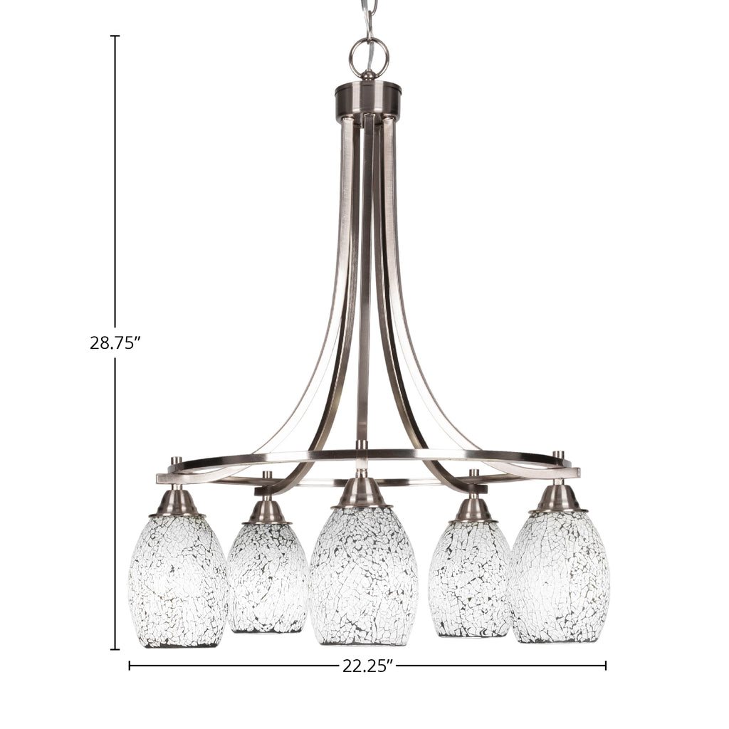 Paramount Five Light Chandelier in Brushed Nickel with 5" Black Fusion Shade