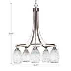 Paramount Five Light Chandelier in Brushed Nickel with 5" Black Fusion Shade