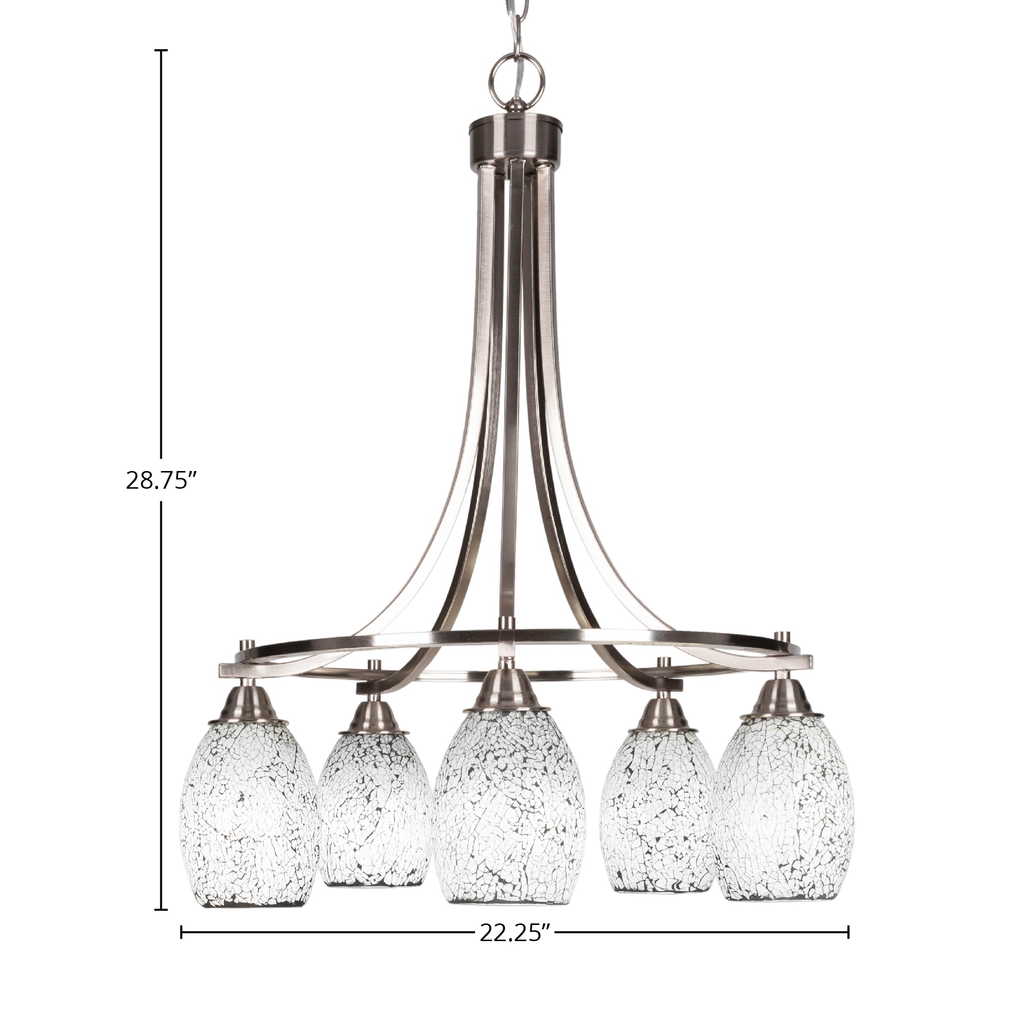 Paramount Five Light Chandelier in Brushed Nickel with 5" Black Fusion Shade