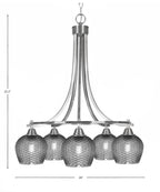 Paramount Five Light Chandelier in Brushed Nickel with Smoke Textured Shade