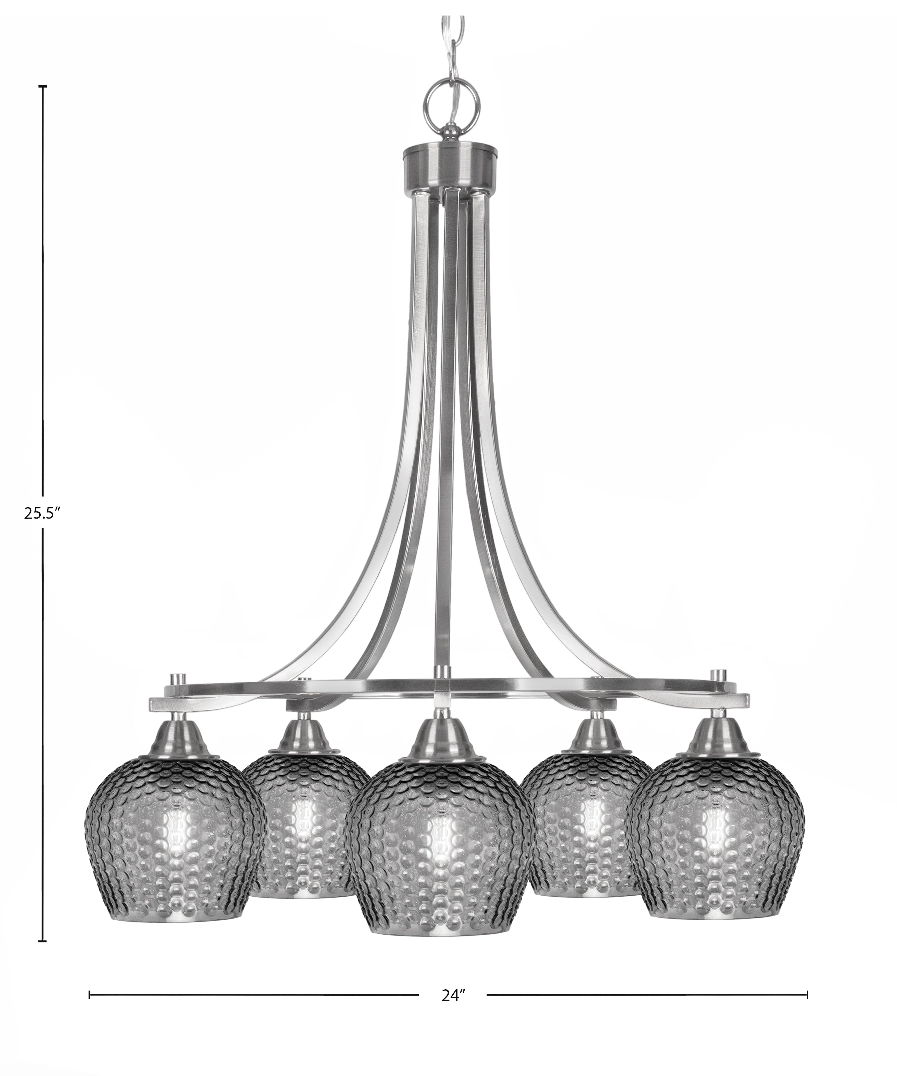 Paramount Five Light Chandelier in Brushed Nickel with Smoke Textured Shade