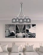 Paramount Five Light Chandelier in Brushed Nickel with Smoke Textured Shade