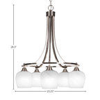 Paramount Five Light Chandelier in Brushed Nickel with 6" White Marble Shade